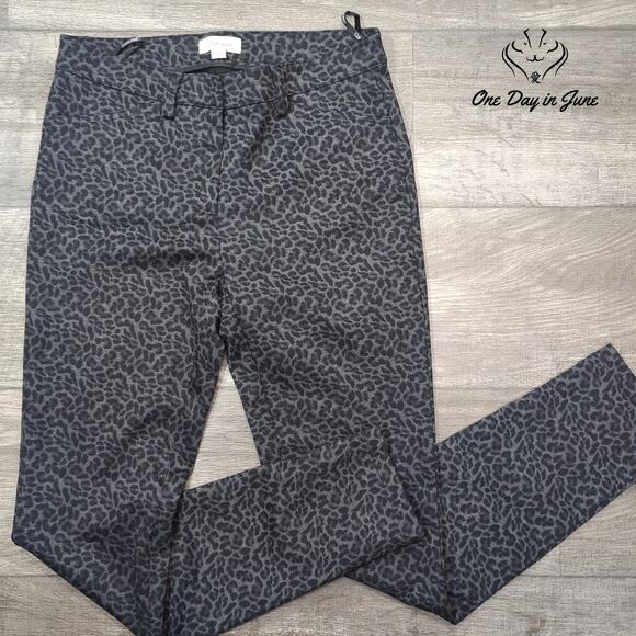 Calvin Klein Grey Leopard Skinny Pants Size 4 - Picture 1 of 6